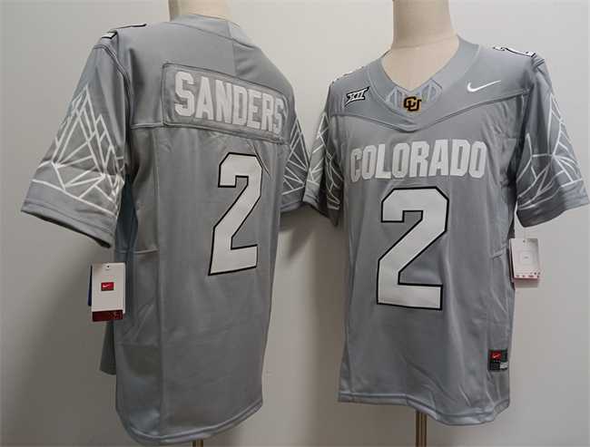 Mens Colorado Buffaloes #2 Shadeur Sanders Grey With XII Patch 2024 F.U.S.E Stitched Football Jersey->colorado buffaloes->NCAA Jersey